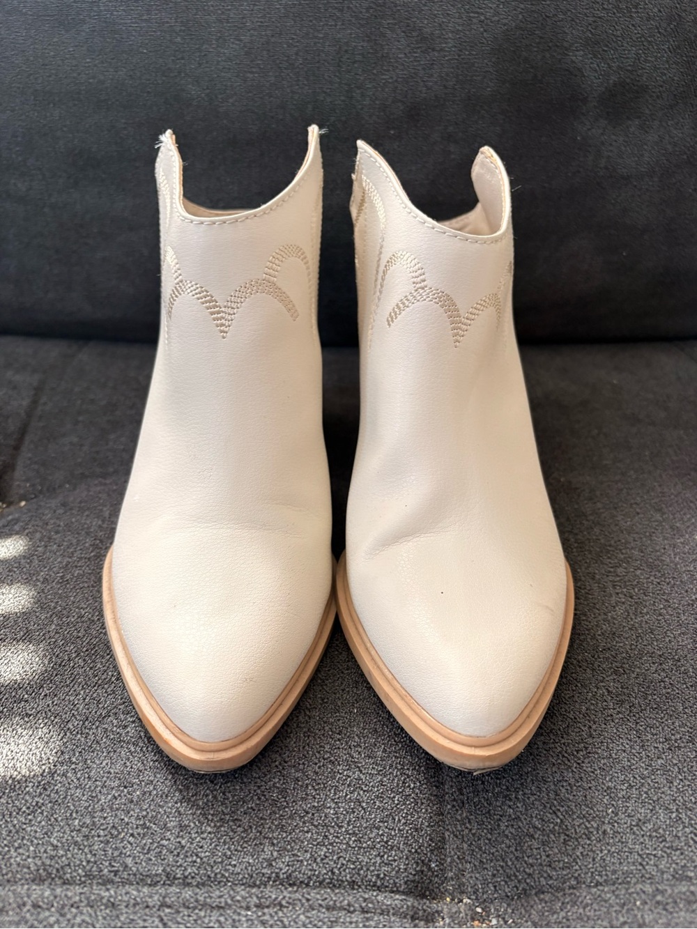 Dolce Vita Cream Pointed Ankle Heeled Boots